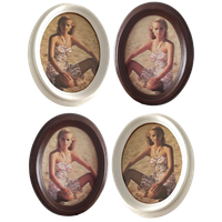 4x Mooie Houten Ovale Foto Lijsten Met Foto Vervangbare Functie