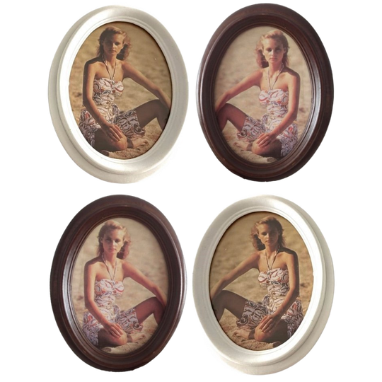 4x Mooie Houten Ovale Foto Lijsten Met Foto Vervangbare Functie 1