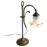 Art Nouveau Tafellamp Met Glazen Kelk Kap, Frankrijk Jaren '30/'40