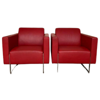 Artifort Fauteuils (2x), Model Mare. Rood Leder. Design.