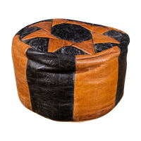 North African Ottoman Patchwork Footstool 100% Leather.