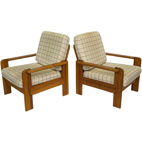 Vintage Fauteuil Set Van 2 Pinewood Grenen Jaren 70 Design