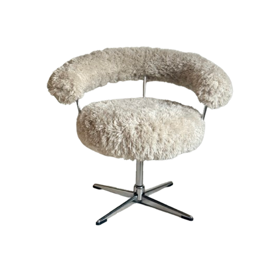 Vintage Fluffy Spage Age Draaifauteuil Jaren 70 1