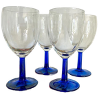 4X Vintage Luminarc Wijnglazen Donkerblauwe Steel thumbnail 1