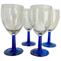 4X Vintage Luminarc Wijnglazen Donkerblauwe Steel