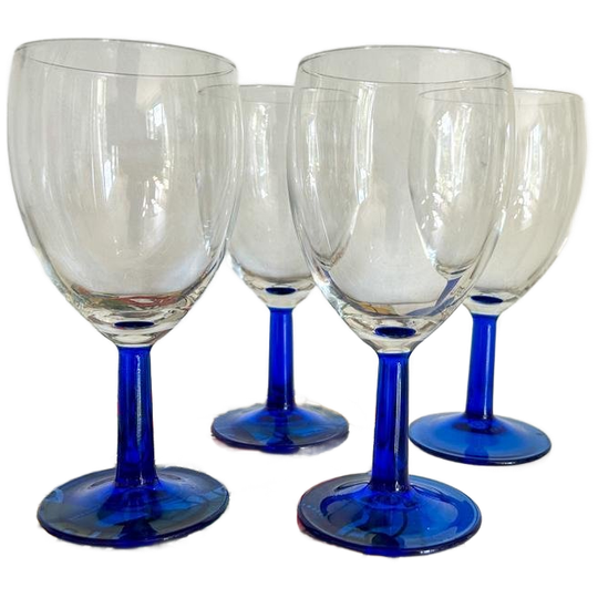 4X Vintage Luminarc Wijnglazen Donkerblauwe Steel 1