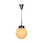 Art Deco Hanglamp Met Witte Bol, Jaren 30 thumbnail 1