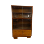 Vintage Notenhouten Vitrine/Boekenkast thumbnail 1