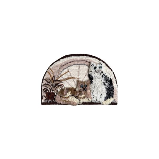 Vintage Borduurwerk / Wanddecoratie Met 2 Katten 1