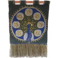 Vintage Wollen Wandkleed Met Pauw Muurkleed