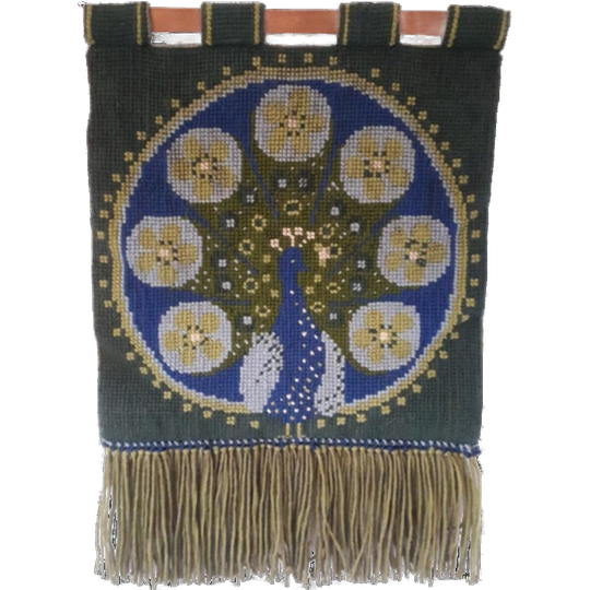 Vintage Wollen Wandkleed Met Pauw Muurkleed 1