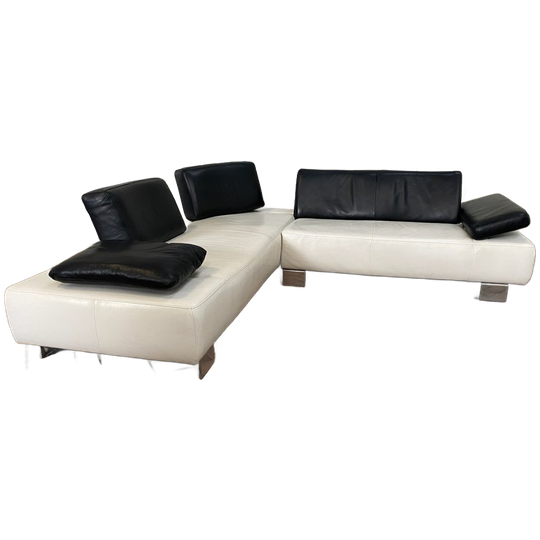 Leren Hoekbank + Hocker 1