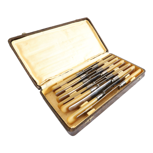 Vintage Met 12 Art Deco Messen Sakin , Frankrijk Jaren '50 1
