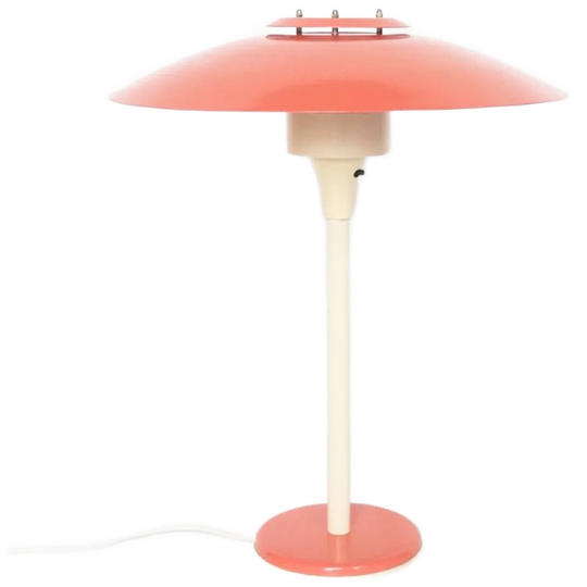 Vintage Lyfa Zalmroze Tafellamp Deens Design 1