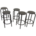 5 X Vintage Barkruk, Zwart, P/p/s thumbnail 1