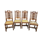 Set Van 4 Jachtstoelen. Eikenhout. thumbnail 1