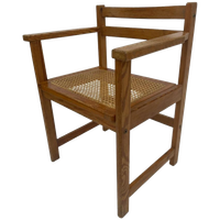 Vintage Stoel Webbing Grenenhout Jaren 70 Design Werkstoel