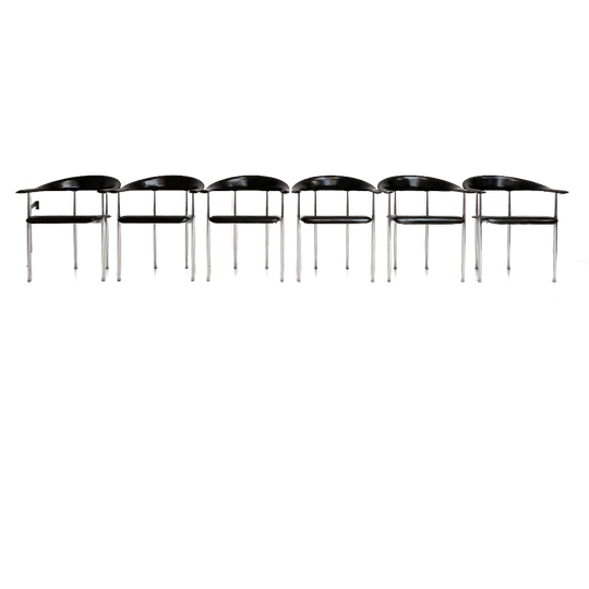 Set Van 6 P40 Stoelen Van Giancarlo Vegni Voor Fasem, 1980’s 1