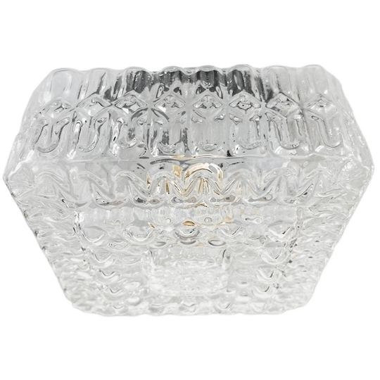 Mid-century Vierkante Plafonnière Glazen Plafondkap 1960’s 1