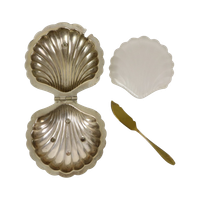 Schelp Boterschaal Kaviaar Houder Epns Chroom Glas England