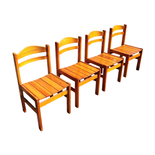 4 X Pine Dining Chair 1970s 1
