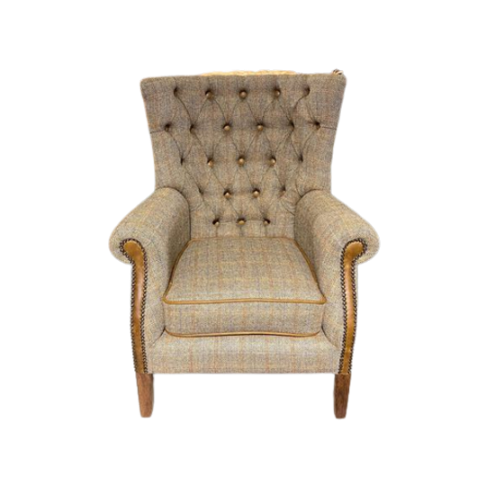 Chesterfield Fauteuil Hartis Tweed Met Leer 1