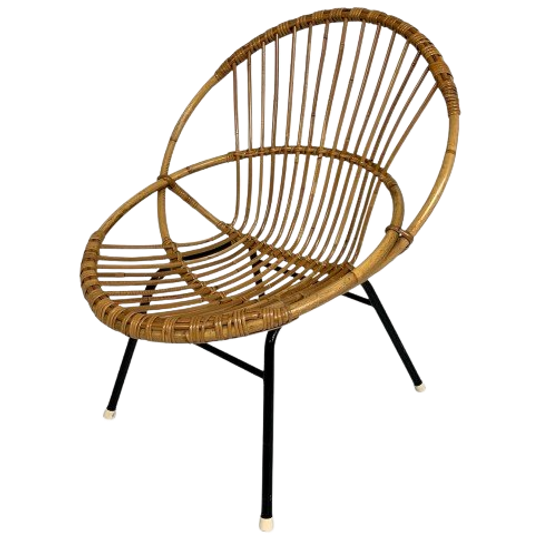 Vintage Rohe Noordwolde Bamboe Stoel, Jaren 60 1