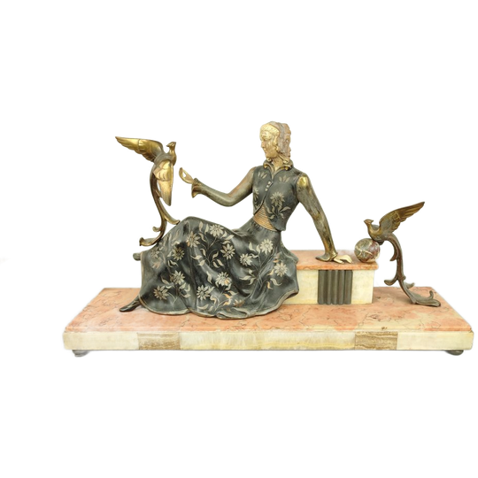 Groot Marmeren Art Deco Beeld Scali 1