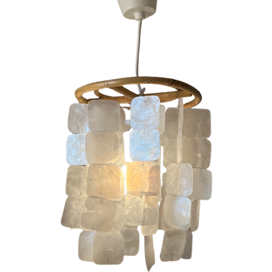 Capiz Schelp Hanglamp Bamboe Frame Schelpen 1