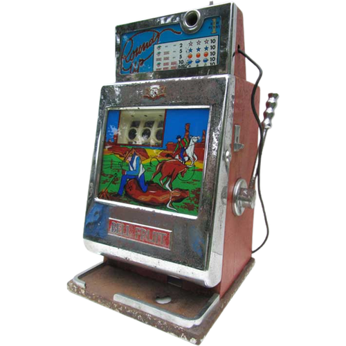 Lege Ombouw Van Vintage Slotmachine/Jackpot Bell Fruit, Cowboy Scene