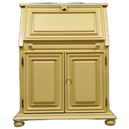 Vintage Klepbureau Secretaire Okergeel 1