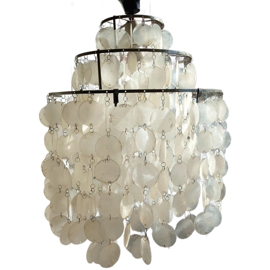 Capiz Schelpen Hanglamp Chrome Frame 45 Diameter. 1