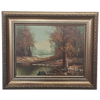 Bos Landschap Op Doek Van Peters, Jaren 70/80 thumbnail 1