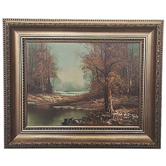 Bos Landschap Op Doek Van Peters, Jaren 70/80 1