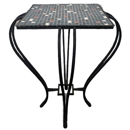 Vintage Blauw Mozaïektafeltje / Plantentafel / Bijzettafel 1