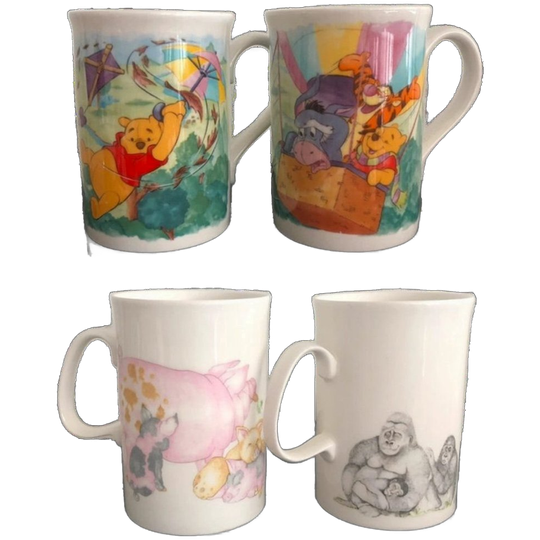 4x Engelse Bekers Fijn Bone China Engeland , Bone China Engeland / Disney 1