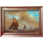 Frans Van Der Heide (1936-1999). Schilderij "Zeegezicht". thumbnail 1