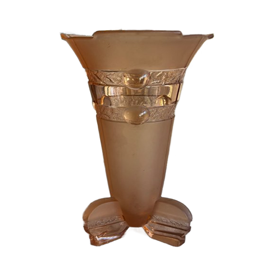 Antieke Art Deco Rosaline Persglas Vaas 1