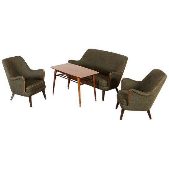 Vintage Zitgroep Bodafors 3 Delen, Zweden Jaren 50 1