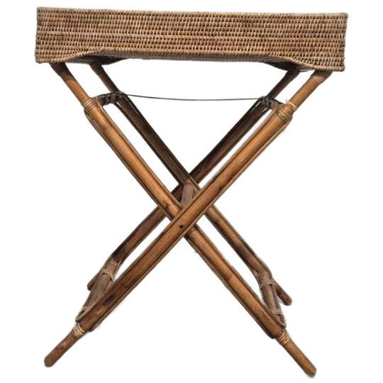 Vintage Rotan Butler Tafel Opklapbaar 1