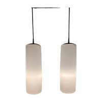 Enorme Zeldzame Hanglamp Van Mat WIT Glas Van Peill En Putzler Xl 1960