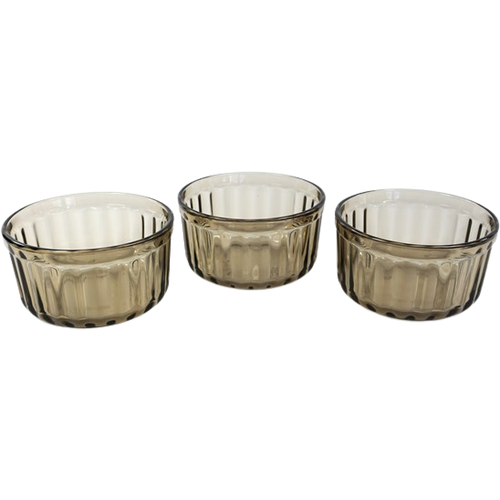 Kleine Ovenschaaltjes / Soufflé Schaaltjes Rookglas Arcopal