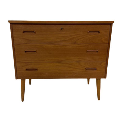 Vintage Deense Ladekast Kastje Jaren 60 Teak Fineer