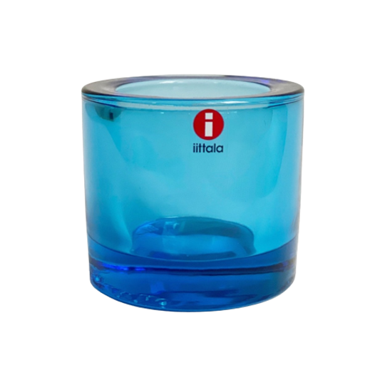 Turquoise Blauw Glazen Iittala Marimekko Kivi Theelicht Houder / Waxinelicht Houder 1