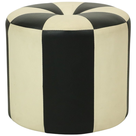 Ronde Vintage Poef Zwart Wit Tweekleurig Skai Sixties 1