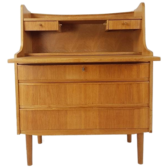 Vintage Deense Secretaire | Bureau Eiken Lades 1