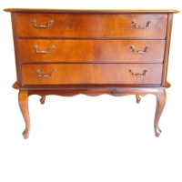 Vintage Brocante Ladekast, Queen Ann Style, Mahonie Kastje