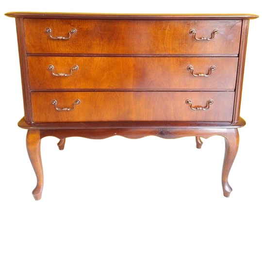 Vintage Brocante Ladekast, Queen Ann Style, Mahonie Kastje 1