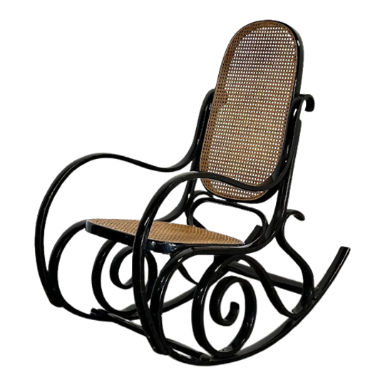 Vintage Thonet-stijl Schommelstoel Zwart – Iconisch Design 1