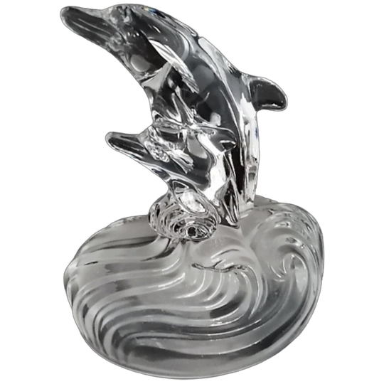 Cristal D'Arques Dolfijnen Rijden Op De Golven Kristal Beeld 1